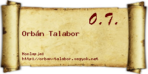 Orbán Talabor névjegykártya